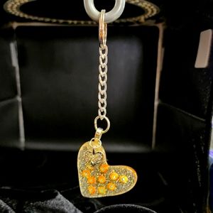 Stained Glass Heart & Murrine Key Charm with Heart Charm